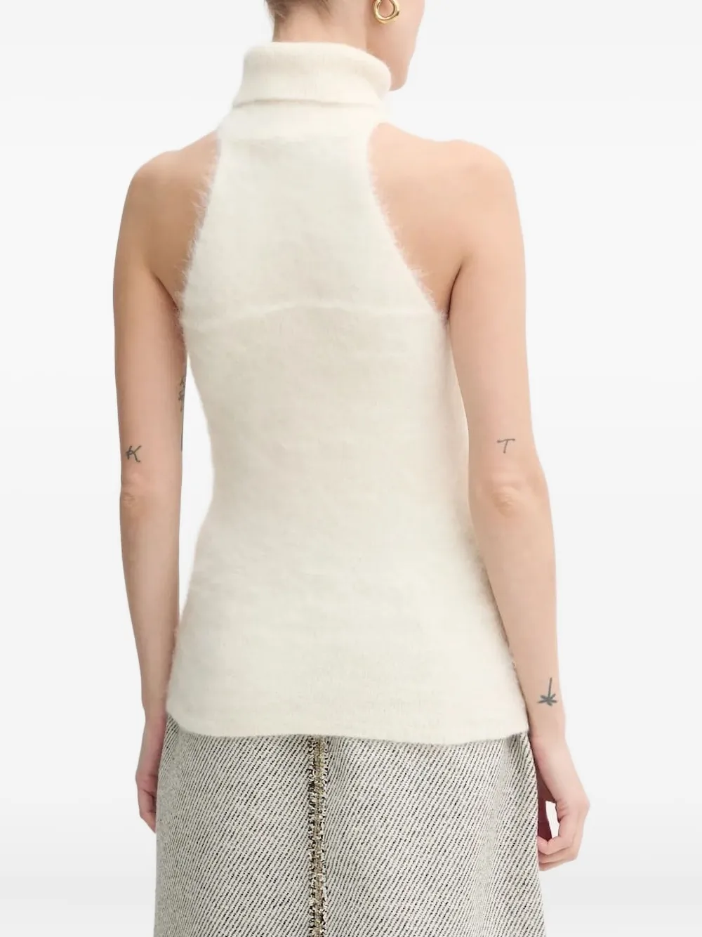 Gestuz Gebreide tanktop met halternek Wit