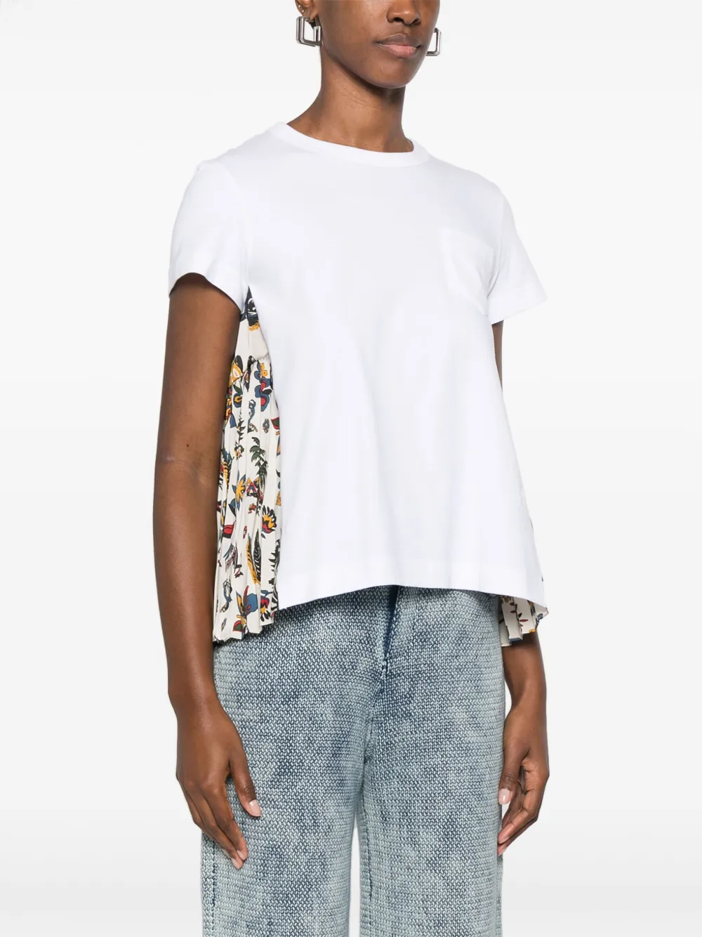 sacai T-shirt met geplooid detail Wit
