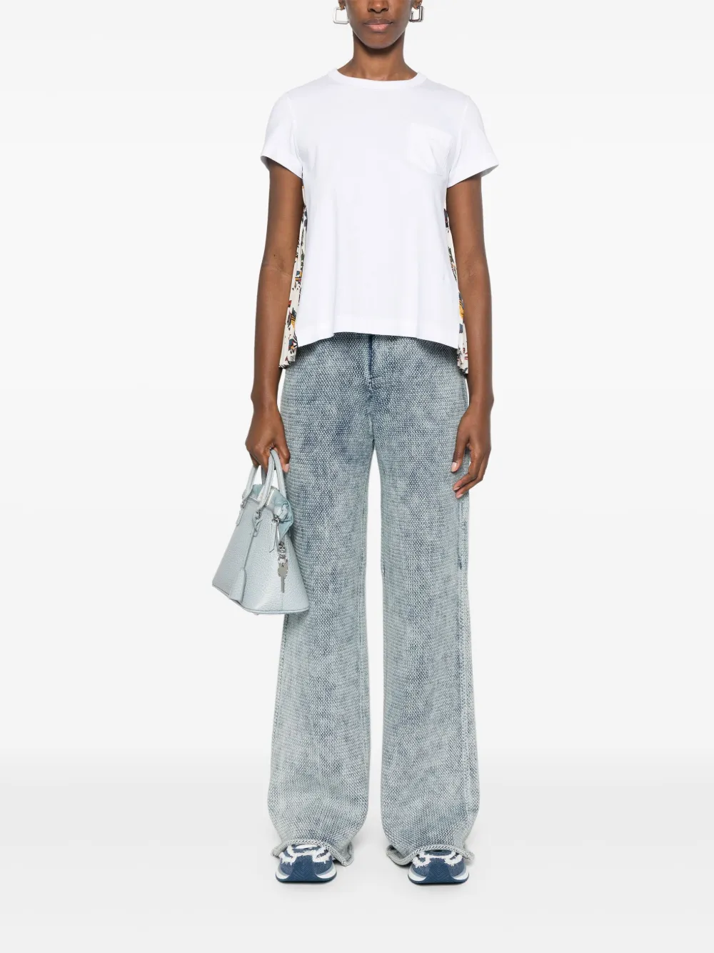 sacai T-shirt met geplooid detail - Wit