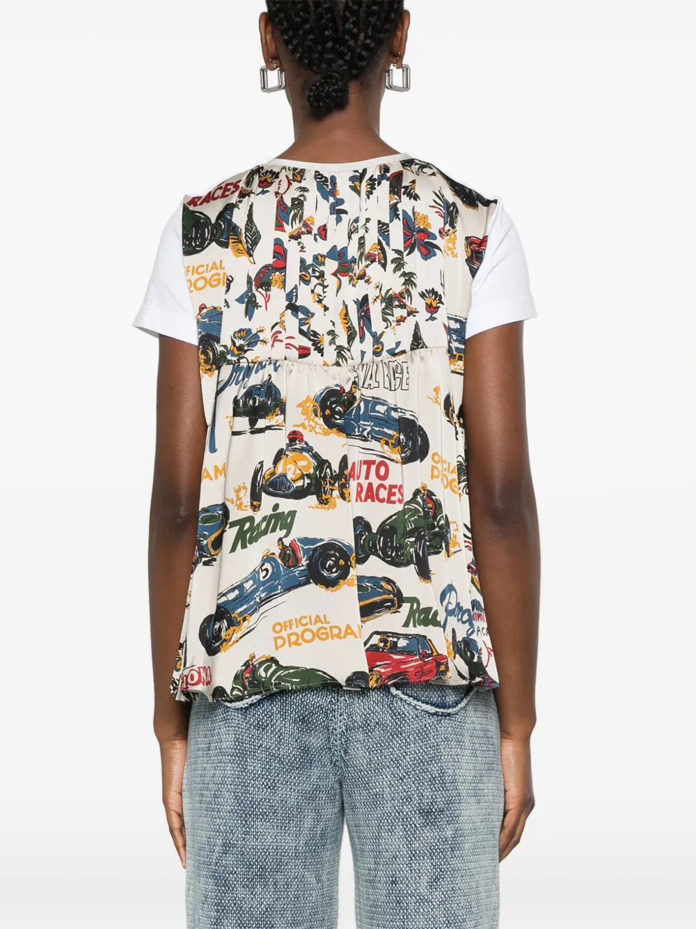 sacai T-shirt met geplooid detail Wit