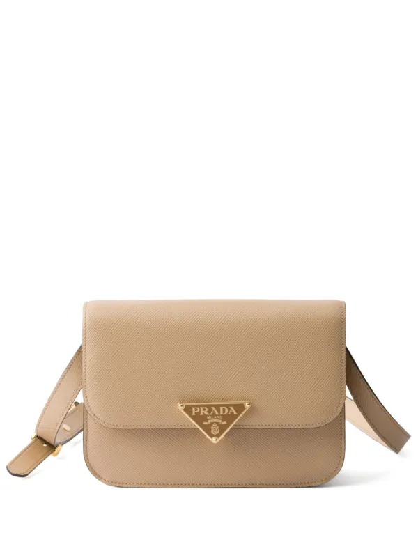 Prada Embleme Shoulder Bag | Neutrals | FARFETCH HK Prada Embleme Shoulder Bag | Neutrals | FARFETCH HK