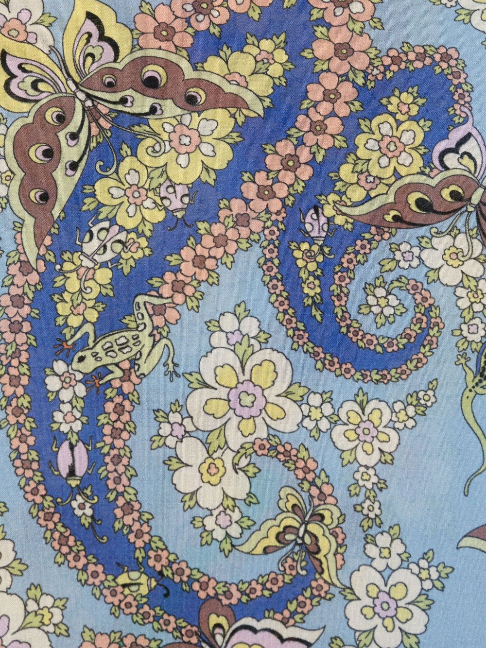 ETRO Sjaal met bloemenprint - Blauw