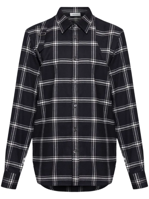 Alexander McQueen Plaid Harness Shirt | Black | FARFETCH