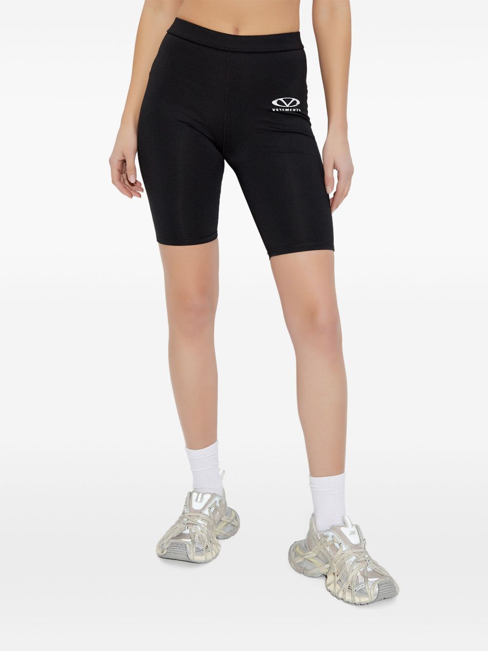 VETEMENTS LOGO-PRINT TRACK SHORTS