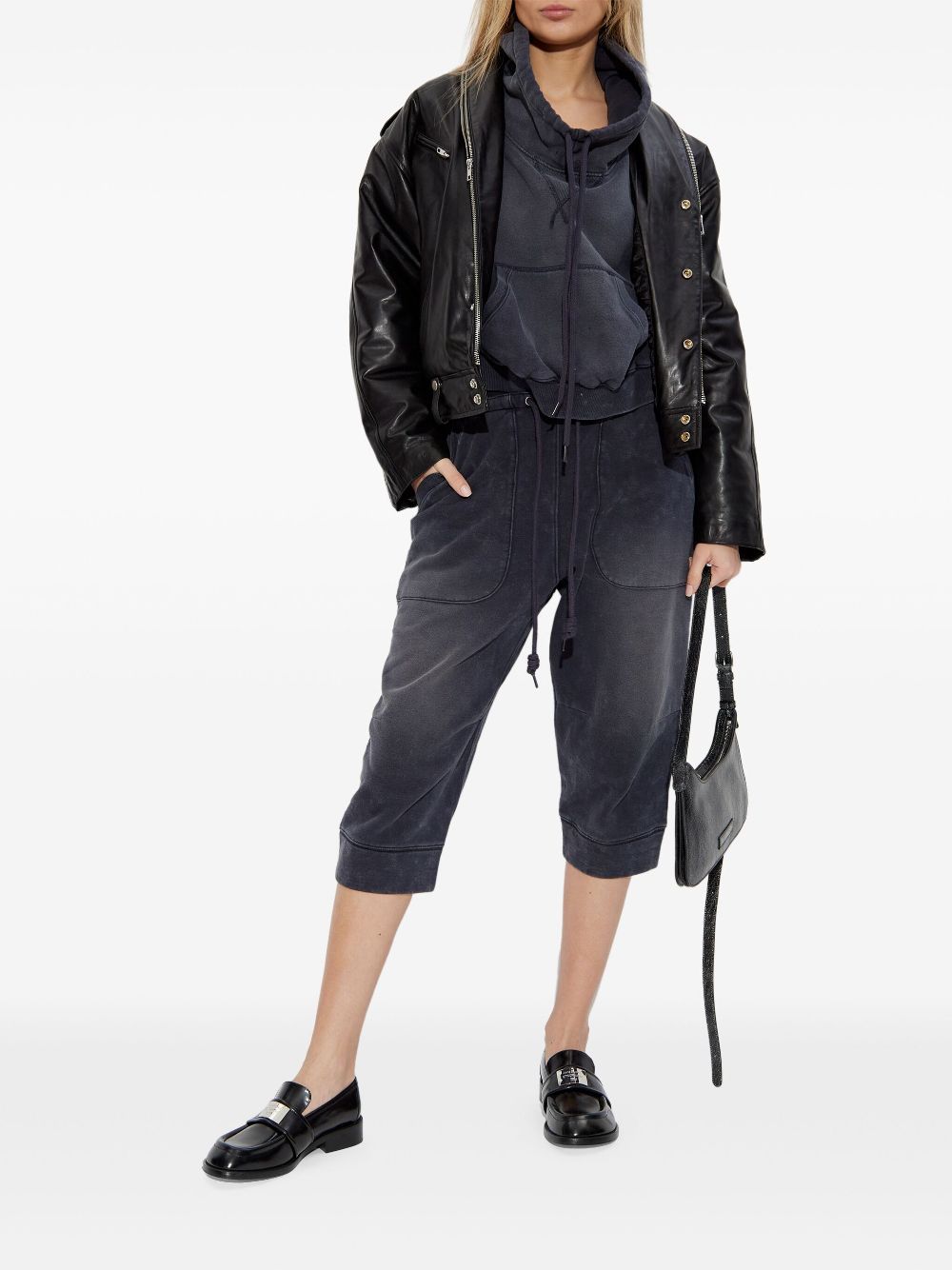 R13 Deconstructed cropped track pants - Zwart