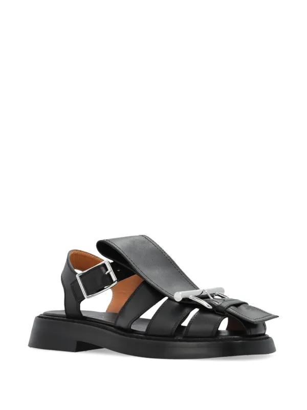 関税込み★Alexander McQueen★レザー サンダル ブラック Alexander McQueen レザー サンダル | ブラック | FARFETCH JP