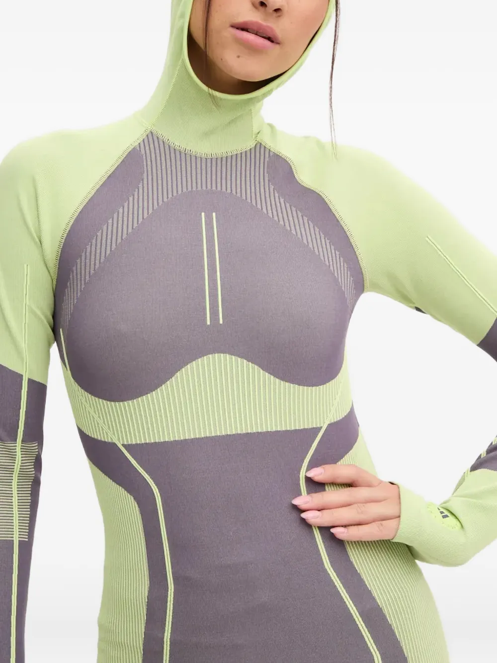 Adidas By Stella Mccartney Hooded Seamless Top In Green