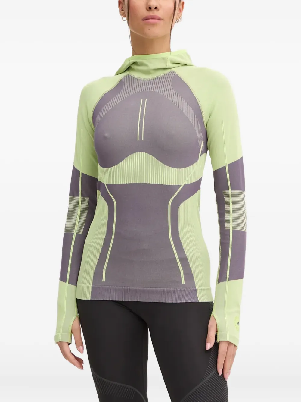 Adidas By Stella Mccartney Hooded Seamless Top In Green