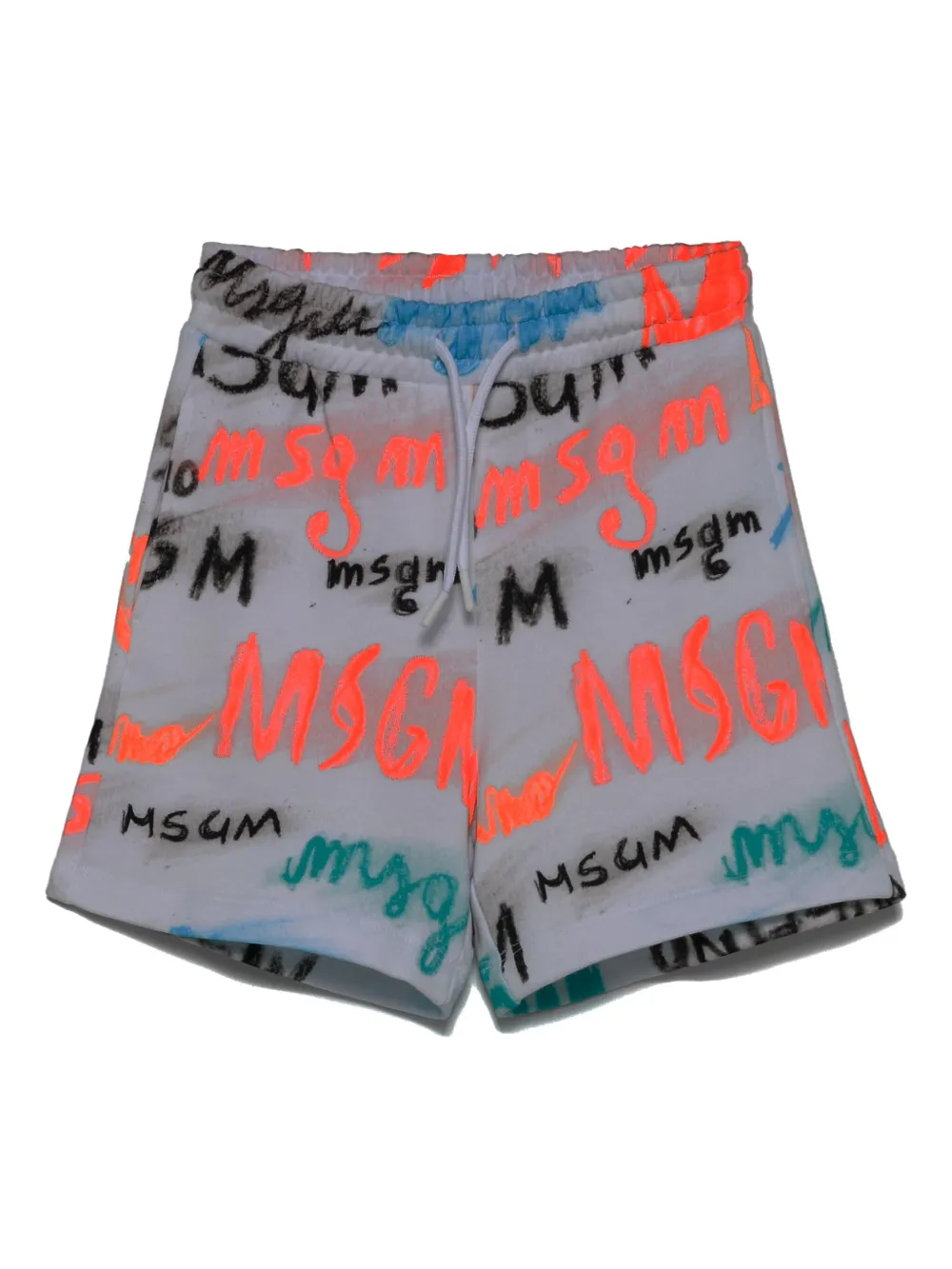 Msgm Logo-print Track Shorts In White