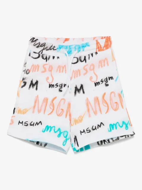 MSGM Kids logo-print track shorts 