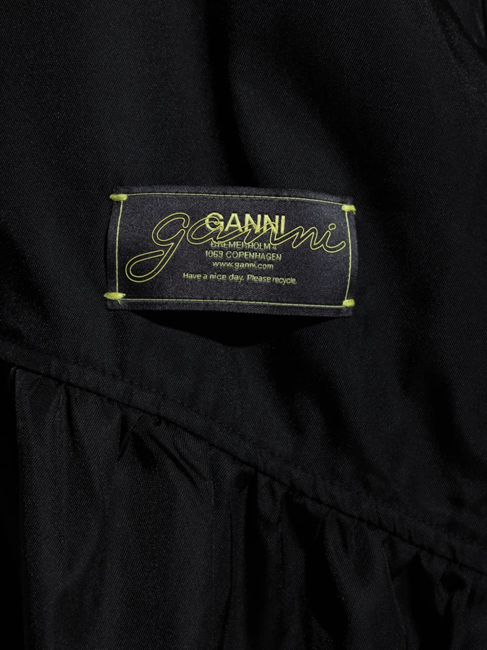 GANNI Gedrapeerde midi-jurk Zwart