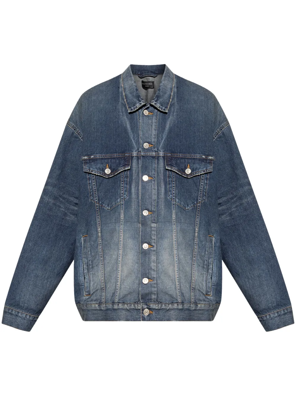 Balenciaga Denim jack met print Blauw