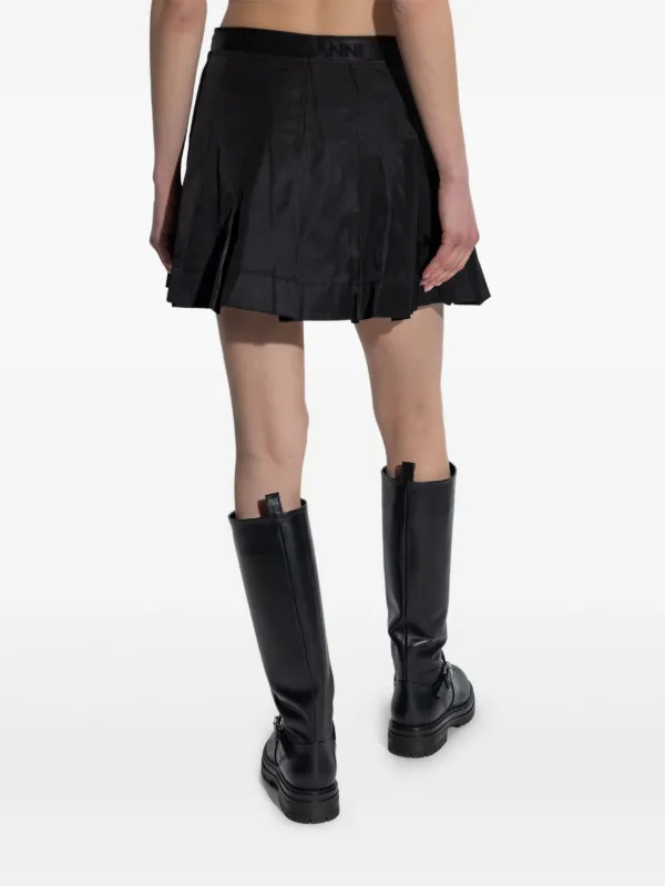 【関税込み】GANNI ブラック プリーツ ミニワンピース GANNI プリーツ ミニスカート | ブラック | FARFETCH JP