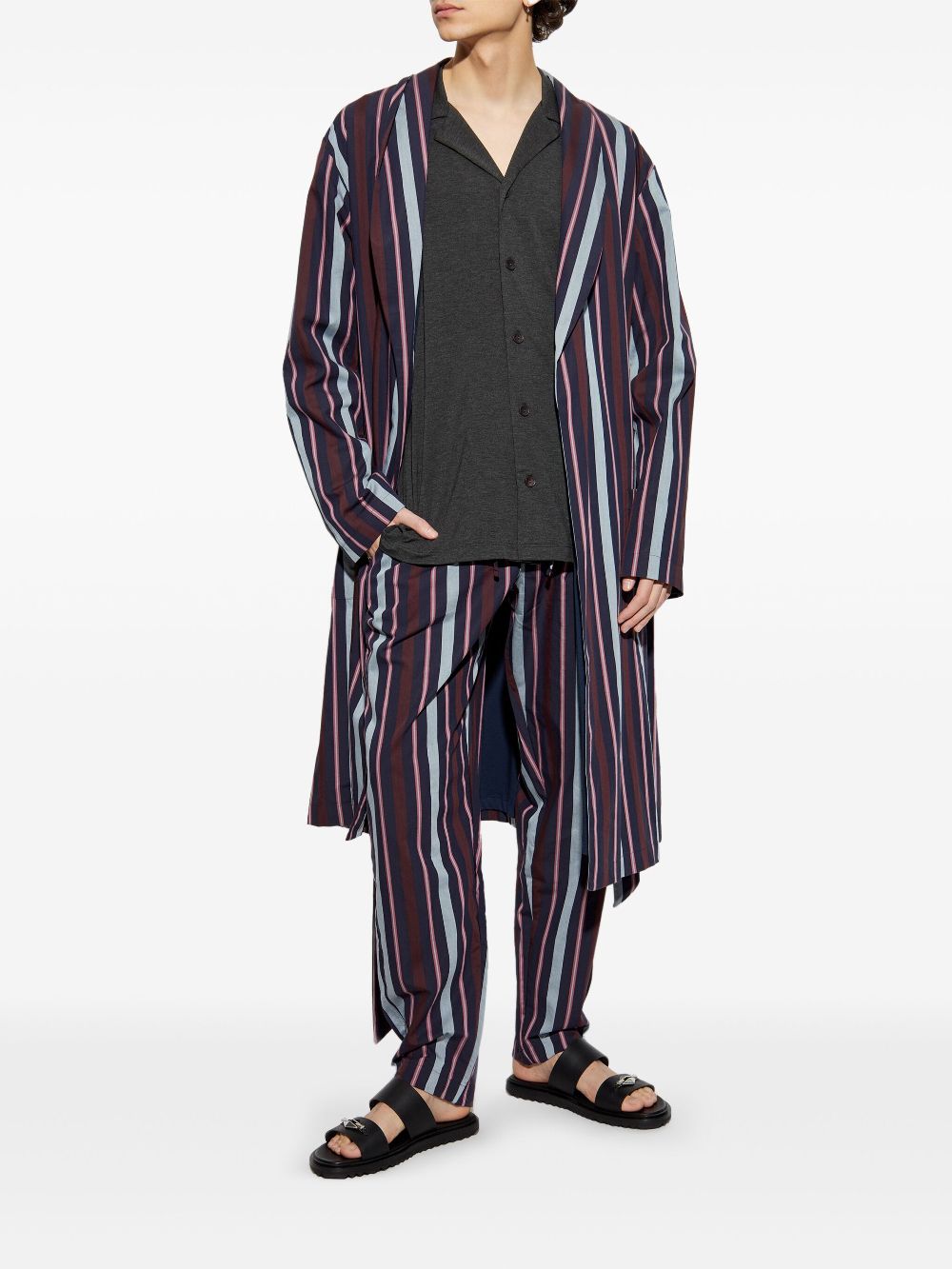 Hanro striped robe - Blue