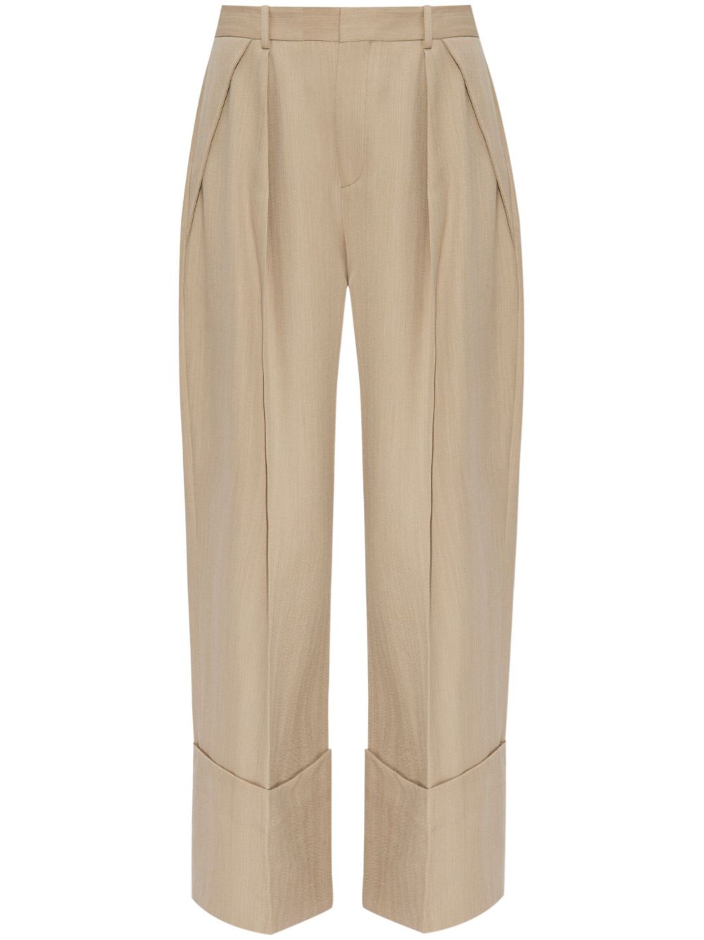 Victoria Beckham Maxi turn-up pants trousers - Neutrals