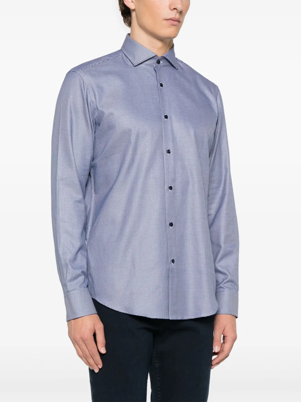 BOSS Overhemd met micro patroon Blauw