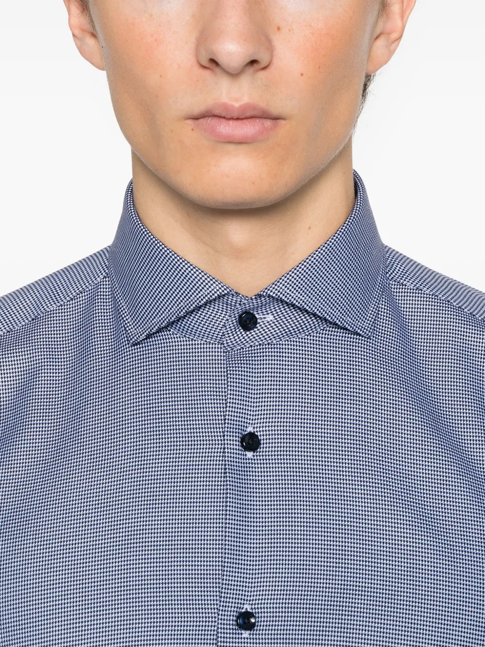 BOSS Overhemd met micro patroon Blauw