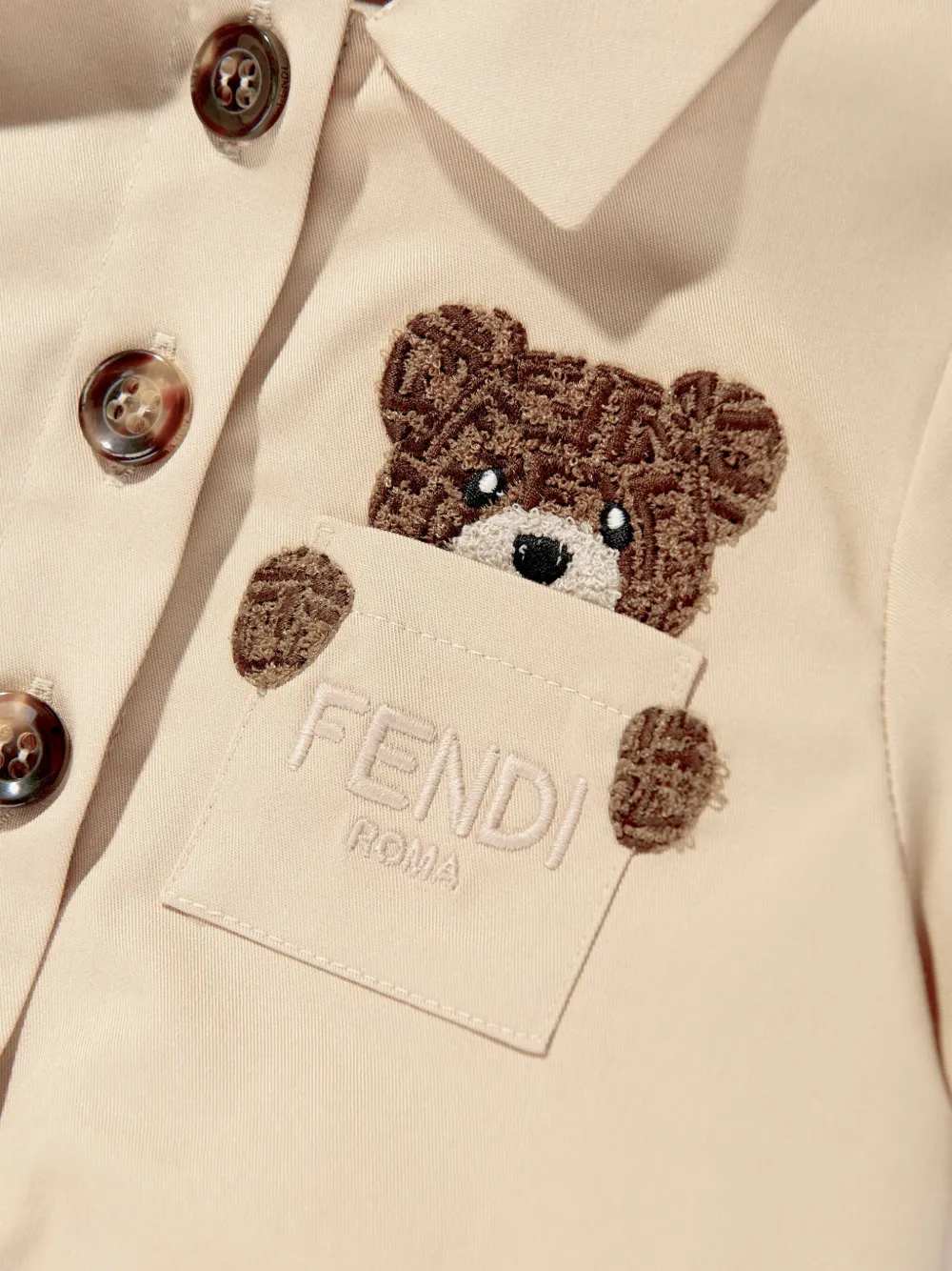 Fendi Kids Jurk met geborduurd logo Beige