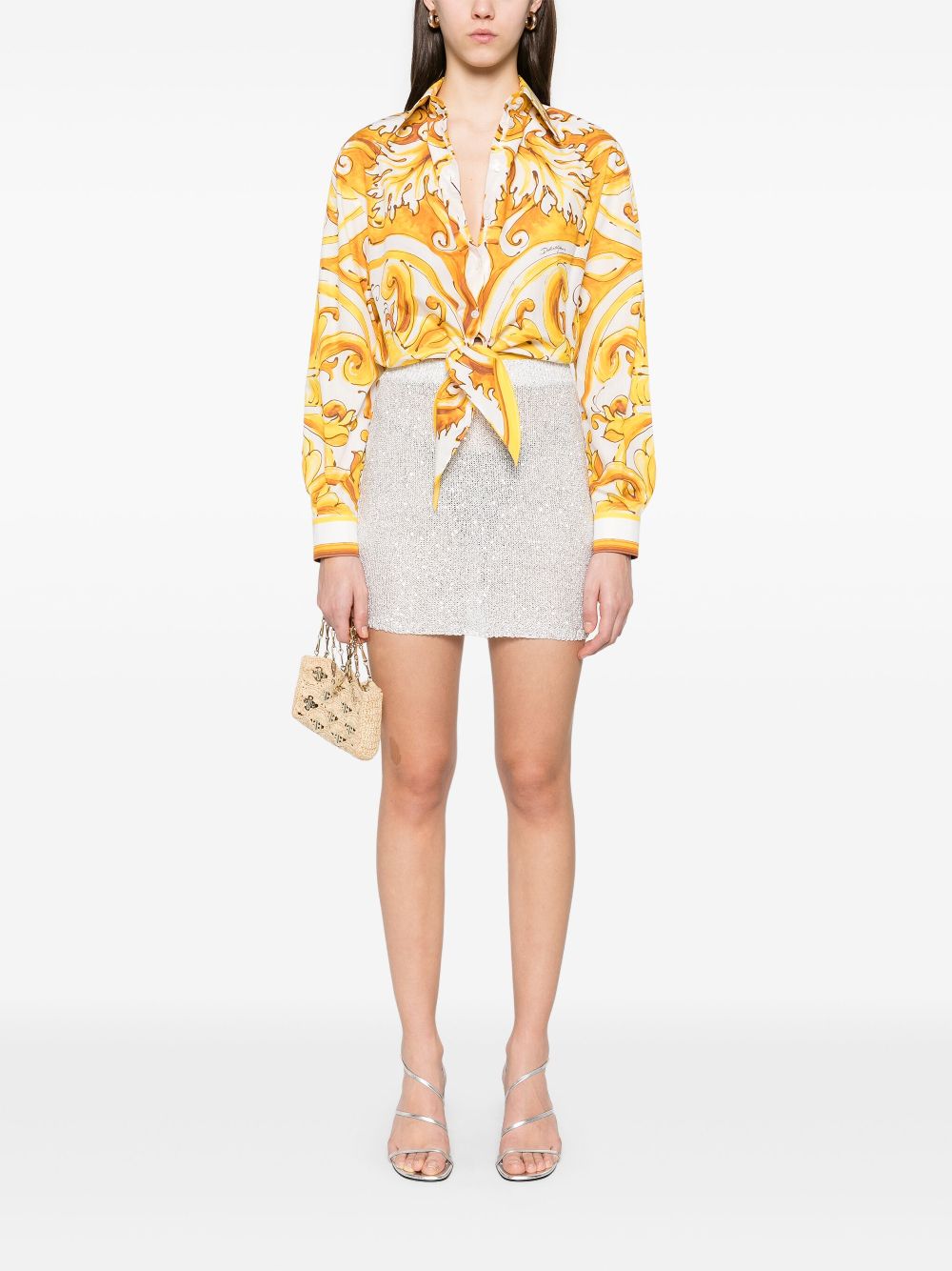 Dolce & Gabbana Shirt met Majolica-print - Geel