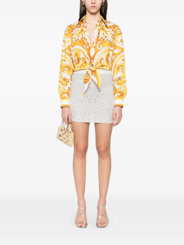 Dolce & Gabbana マジョリカ柄 スウェットシャツ イエロー Dolce & Gabbana マジョリカプリント シャツ | イエロー