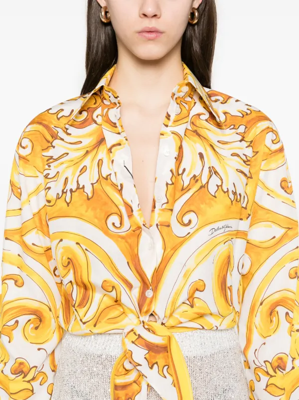 Dolce & Gabbana マジョリカ柄 スウェットシャツ イエロー Dolce & Gabbana マジョリカプリント シャツ | イエロー