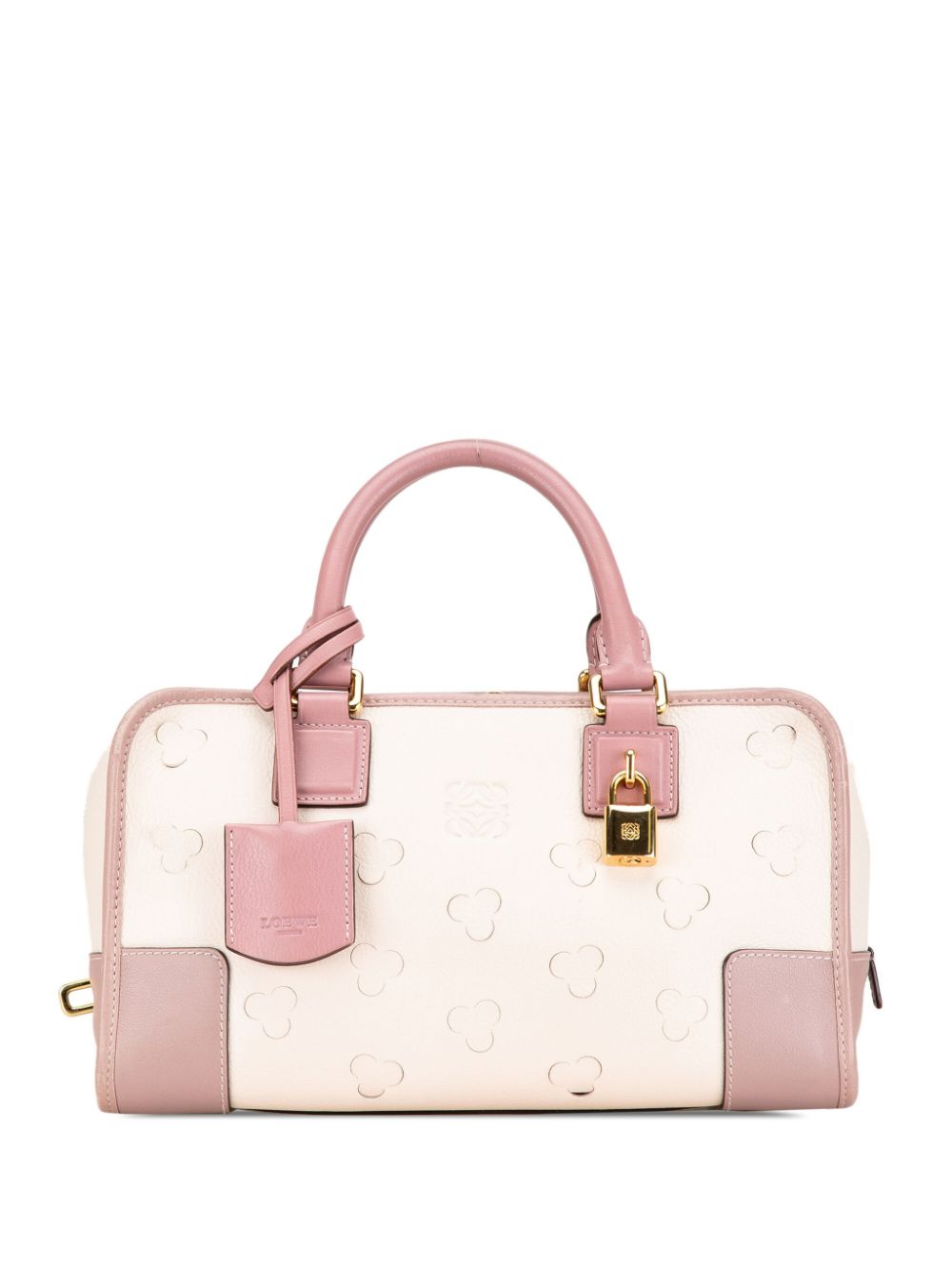 Pre-owned Loewe Amazona Cherry Blossom 28 皮质手提包（2020-2024年典藏款） In White