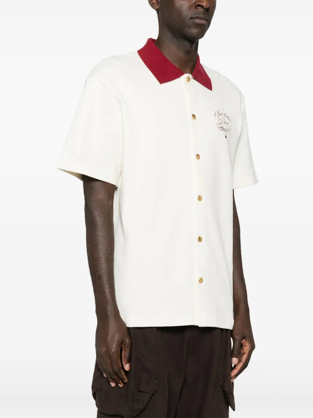 Drôle De Monsieur Piqué overhemd met geborduurd logo Beige