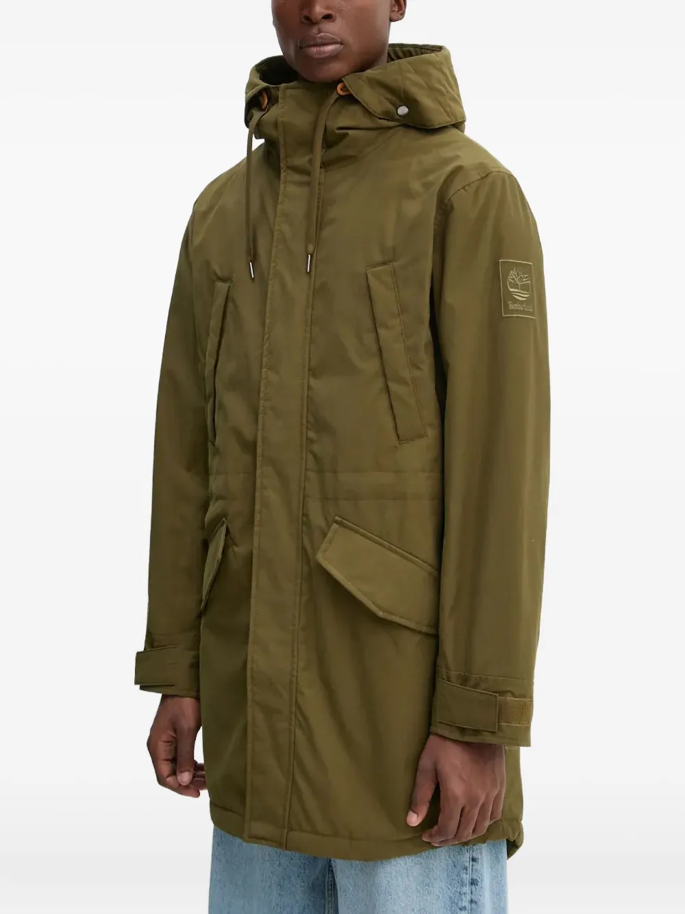 Timberland hooded logo-patch jacket | Green | Image 1