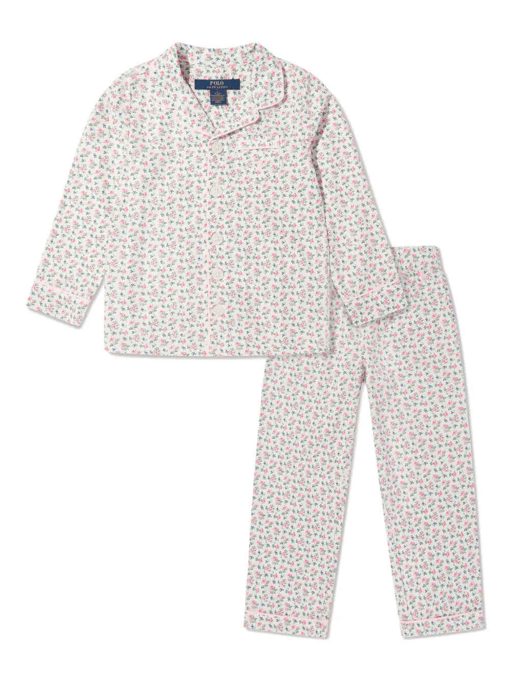 POLO RALPH LAUREN KIDS Pyjama met bloe print Wit