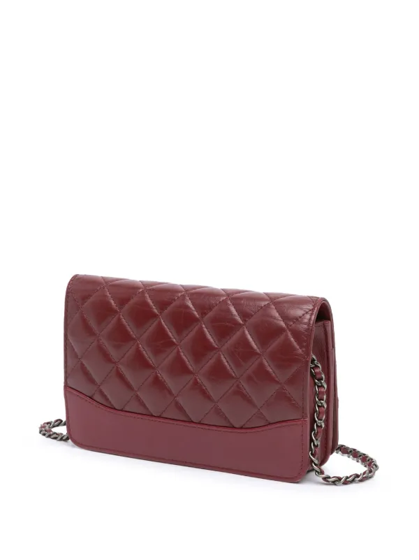 CHANEL バーガンディ キルティング ショルダーバッグ