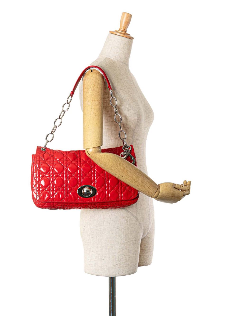 Christian Dior Pre-Owned 2009 Patent Cannage Rendezvous shoulder bag - Rood