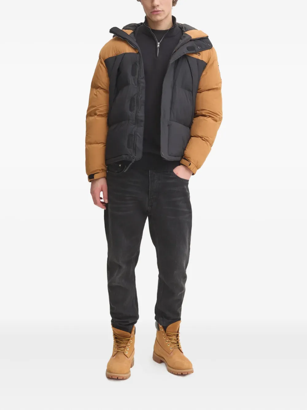 Timberland half-zip logo-embroidered sweater - Zwart