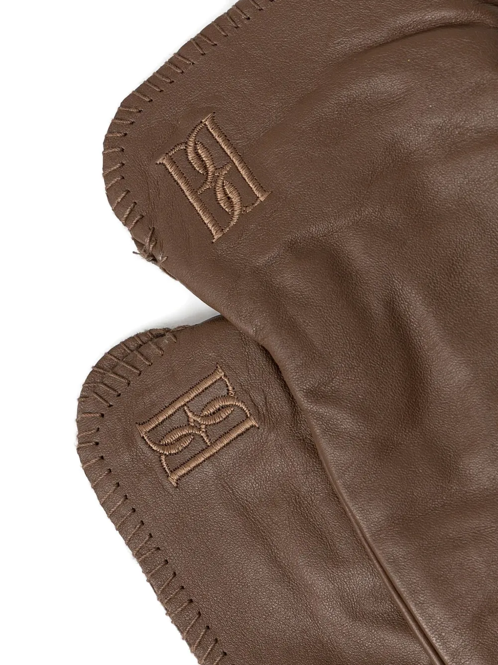 By Malene Birger embroidered gloves - Bruin