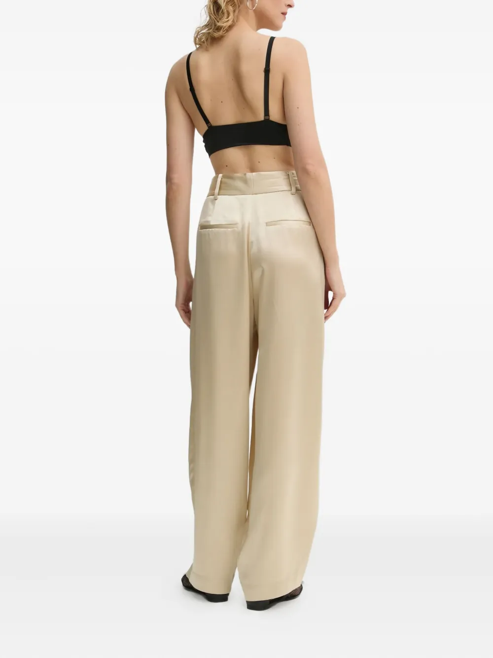 By Malene Birger Pleated Satin Trousers In Neutral