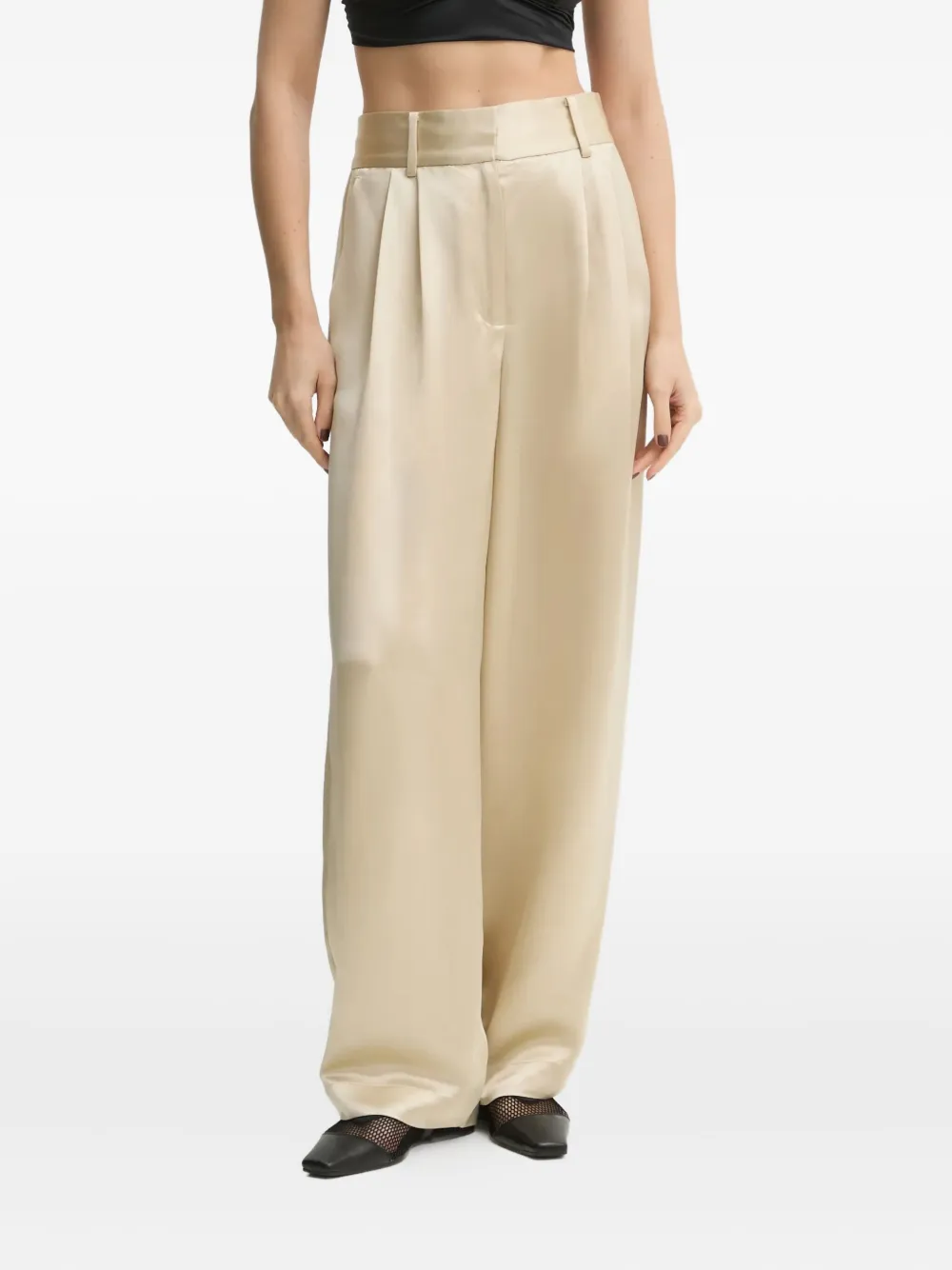 By Malene Birger pleated satin trousers | Neutrals | Image 1