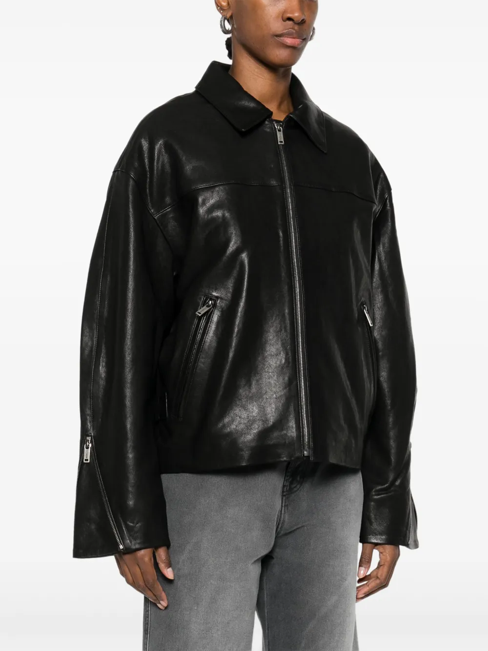 Mainless Leather Jacket In Black