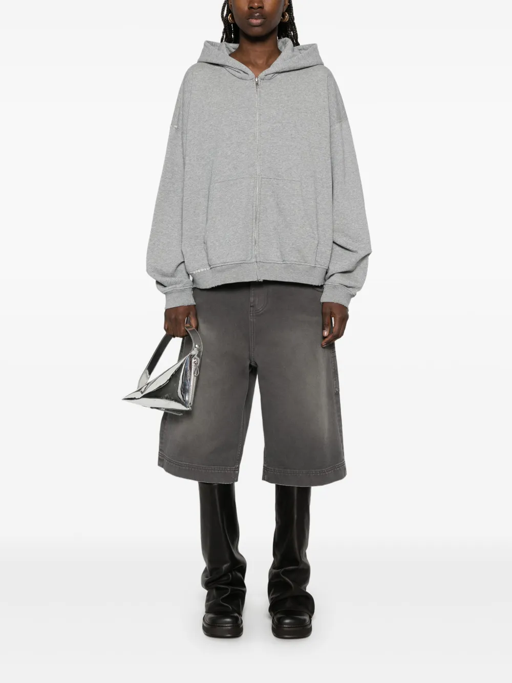 Mainless hoodie met rits Grijs