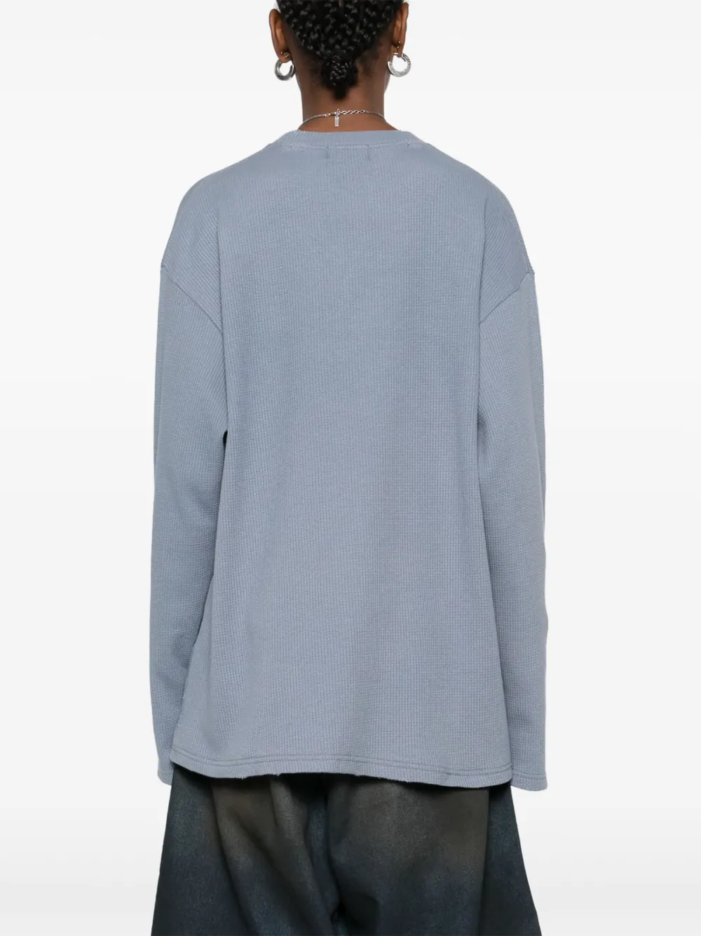 Mainless Trui met wafelpatroon Blauw
