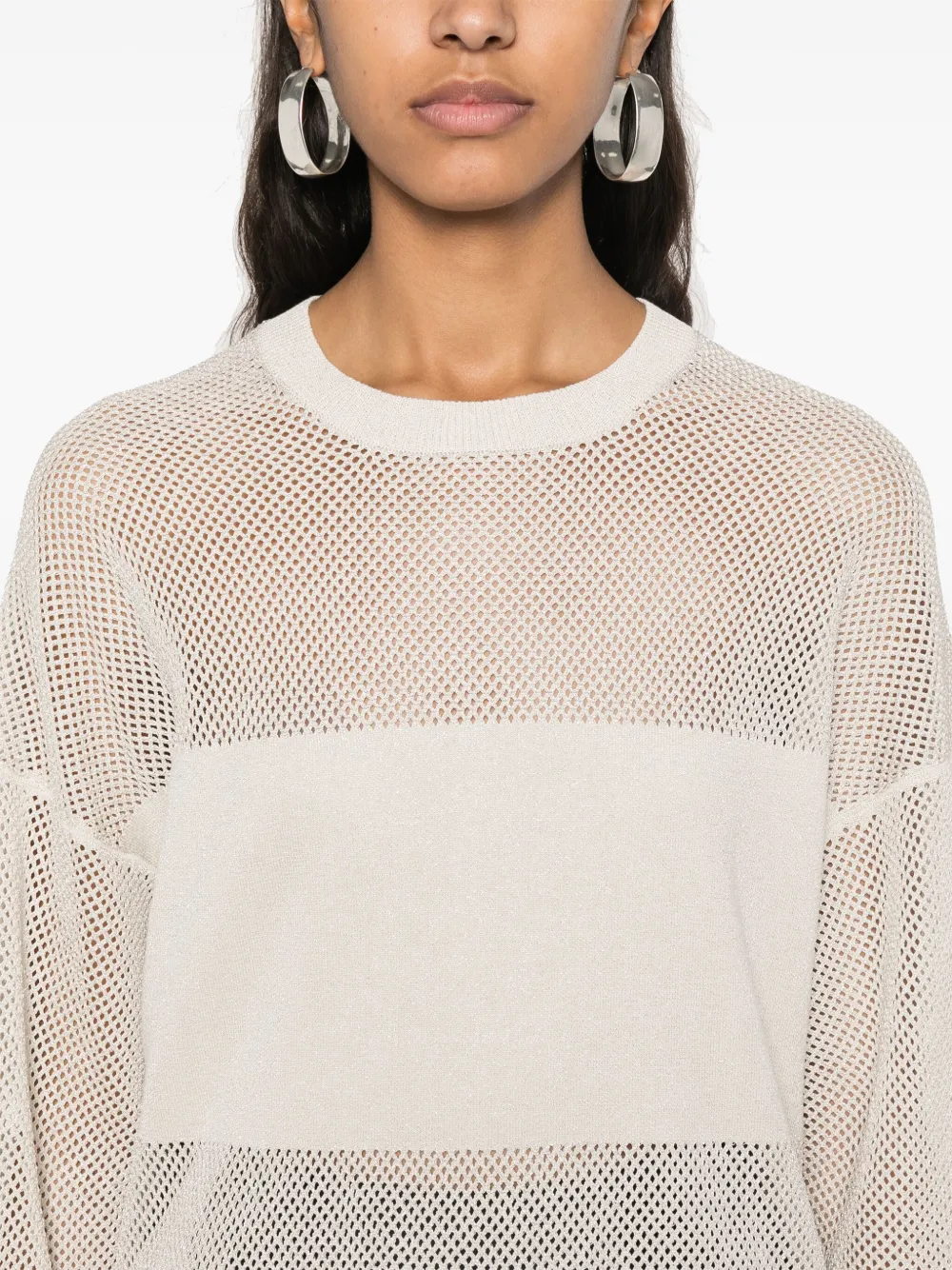 Shop Peserico Lurex-knit Sweater In Neutrals