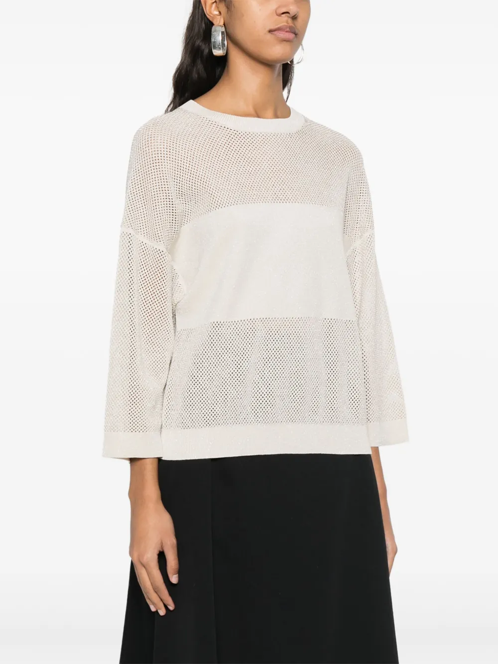 Shop Peserico Lurex-knit Sweater In Neutrals