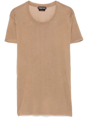 Tシャツ・カットソー TOM FORD Woman T-Shirt Brown TSJ567JEX139 JB172 TOM FORD logo-print Silk T-shirt | Black | FARFETCH