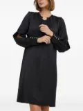 NISSA chain-link neck button-cuff midi dress - Black
