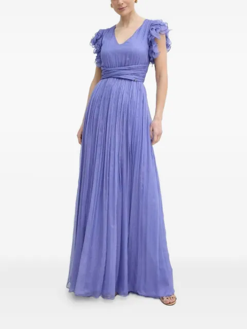 NISSA frill-sleeve pleated dress