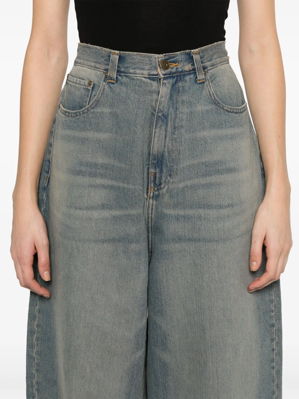 Mainless Jeans met wijde pijpen Blauw
