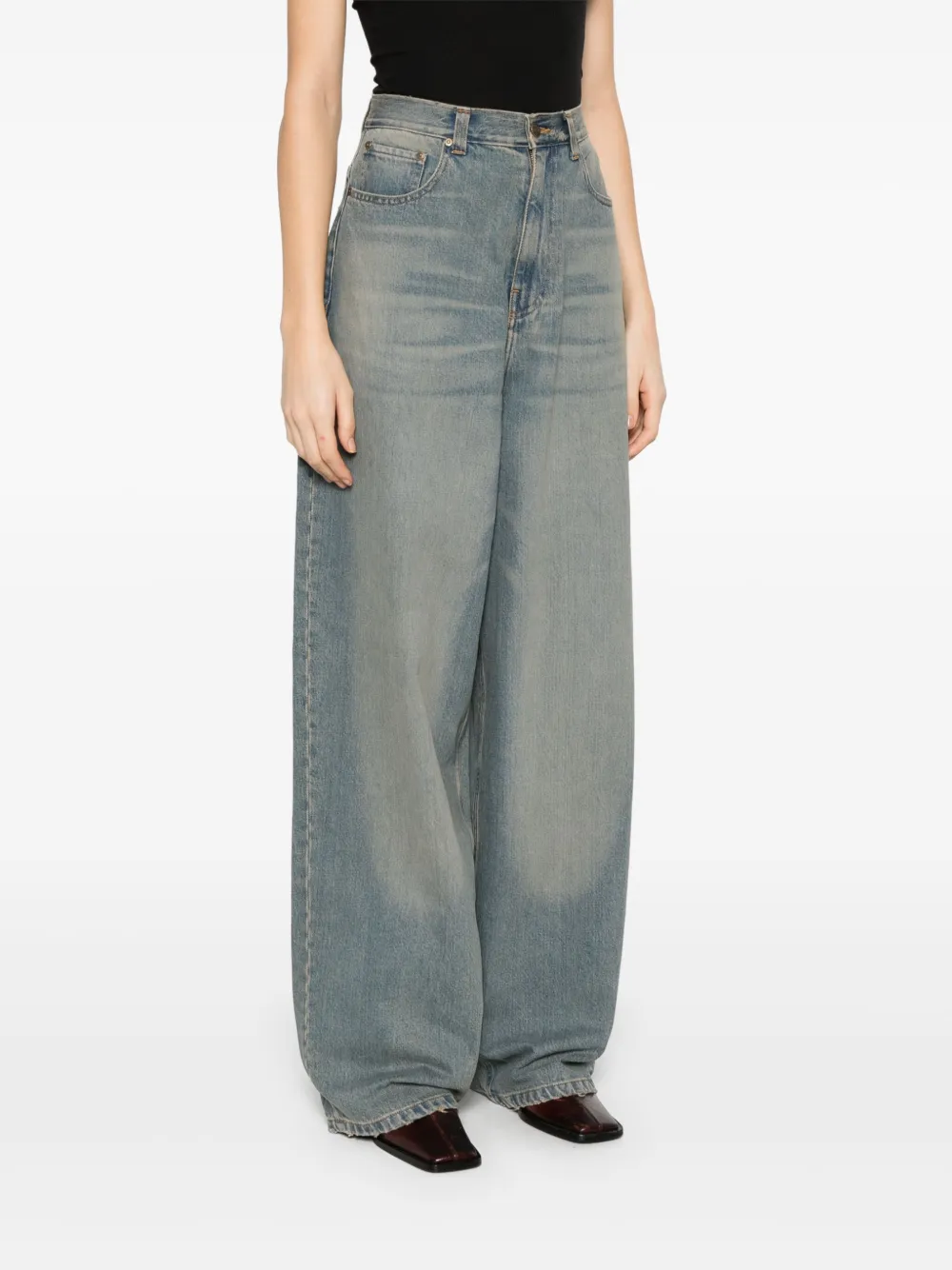 Mainless Jeans met wijde pijpen Blauw