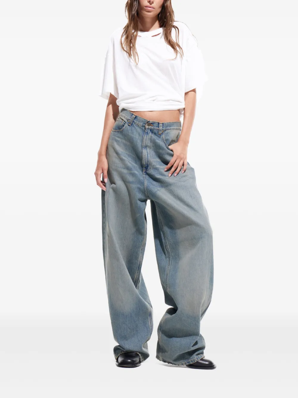 Mainless Jeans met wijde pijpen - Blauw