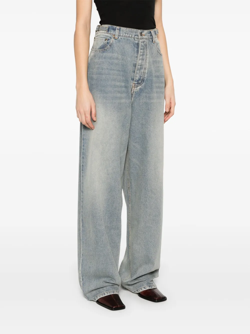 Mainless Jeans met wijde pijpen Blauw