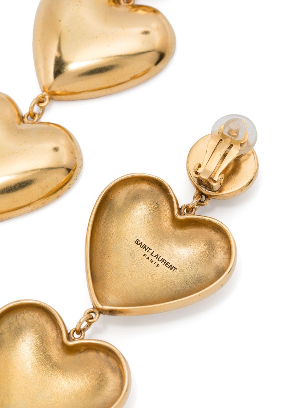 Saint Laurent Pre-Owned Triple Heart oorbellen - Goud