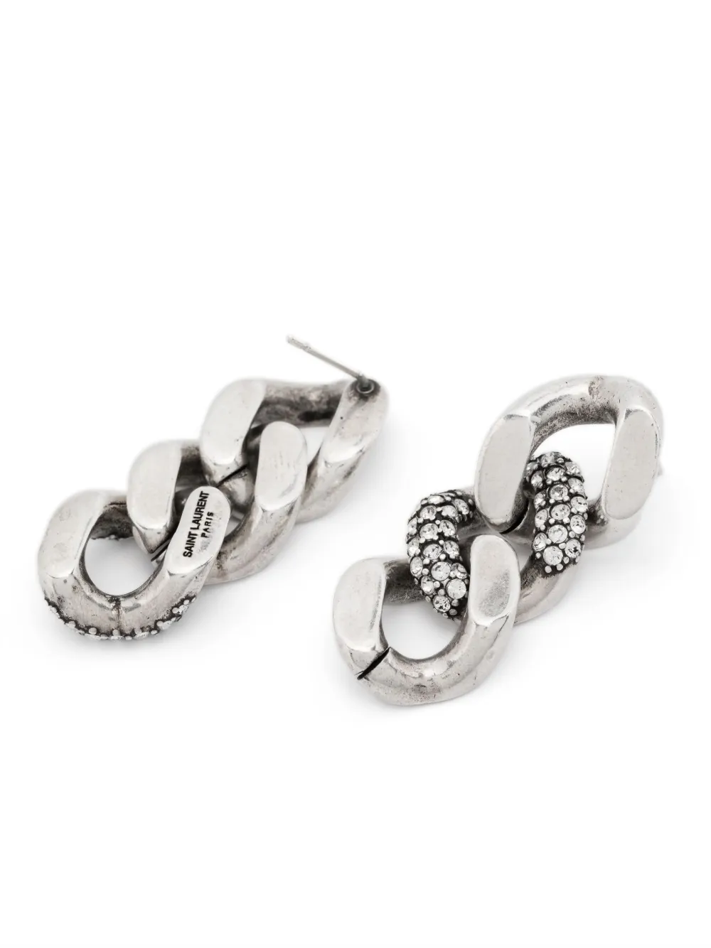 Saint Laurent Pre-Owned Oorbellen verfraaid met stras - Zilver