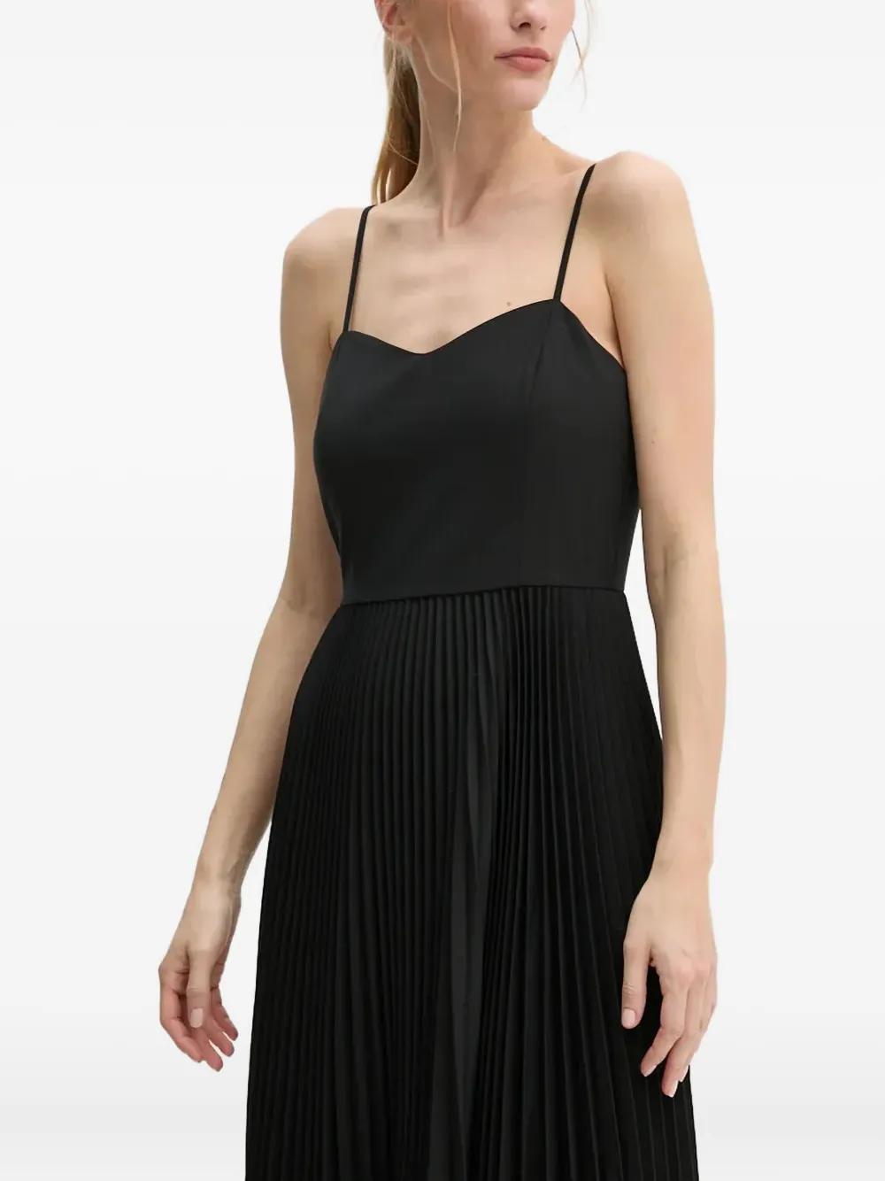 Theory Pleated Midi Dress In Black